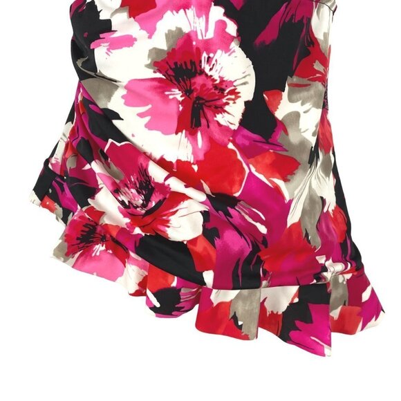 Magicsuit Tankini Swim Top Asymmetrical Floral Ruffle Women's Size 10 - Picture 4 of 7